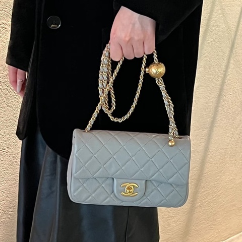超低價金球❤️‍🔥❤️‍🔥Chanel香奈兒高級灰金扣金球Cf方胖子單肩斜挎包