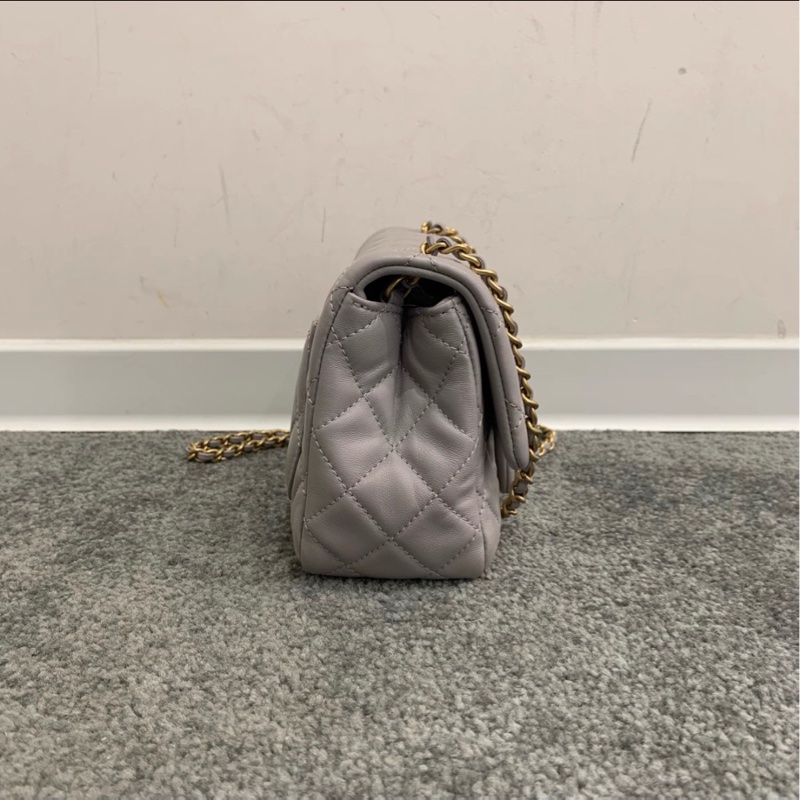 超低價金球❤️🔥❤️🔥Chanel香奈兒高級灰金扣金球Cf方胖子單肩斜挎包-5