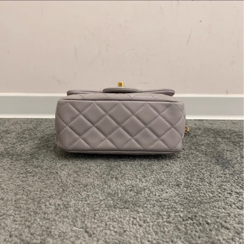 超低價金球❤️🔥❤️🔥Chanel香奈兒高級灰金扣金球Cf方胖子單肩斜挎包-6