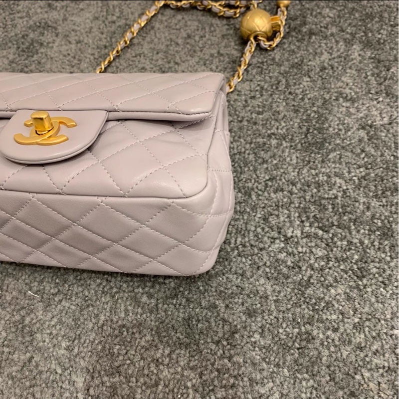 超低價金球❤️🔥❤️🔥Chanel香奈兒高級灰金扣金球Cf方胖子單肩斜挎包-7
