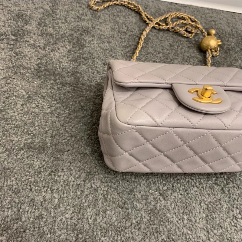 超低價金球❤️🔥❤️🔥Chanel香奈兒高級灰金扣金球Cf方胖子單肩斜挎包-8