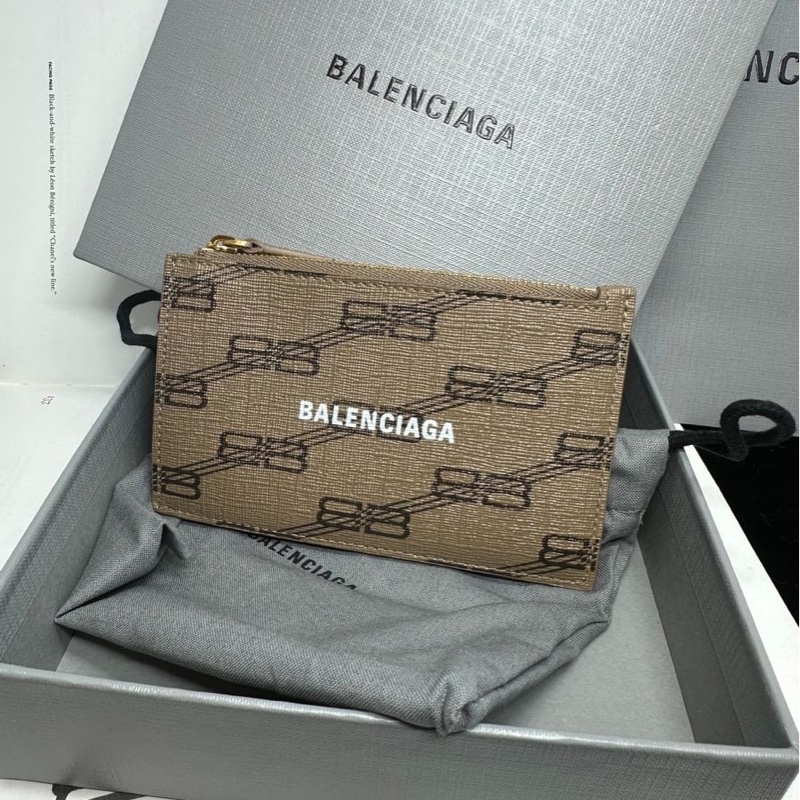 巴黎世家卡夾 短夾 大地色系皮革 全新 Balenciaga brown monogram card holder-0