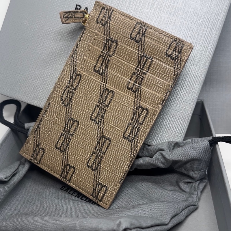 巴黎世家卡夾 短夾 大地色系皮革 全新 Balenciaga brown monogram card holder-6