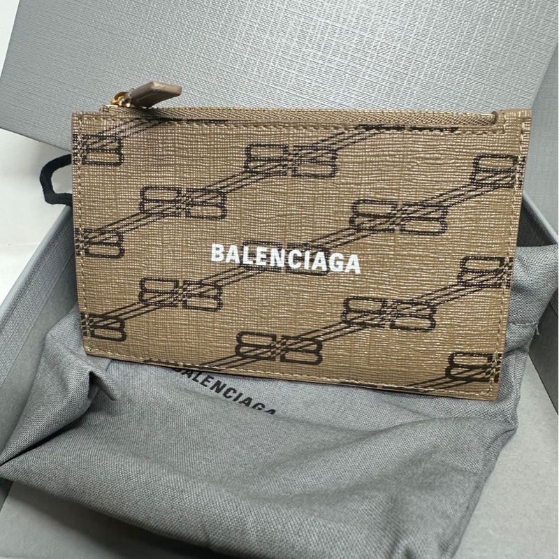 巴黎世家卡夾 短夾 大地色系皮革 全新 Balenciaga brown monogram card holder-7