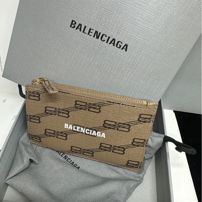 巴黎世家卡夾 短夾 大地色系皮革 全新 Balenciaga brown monogram card holder-8