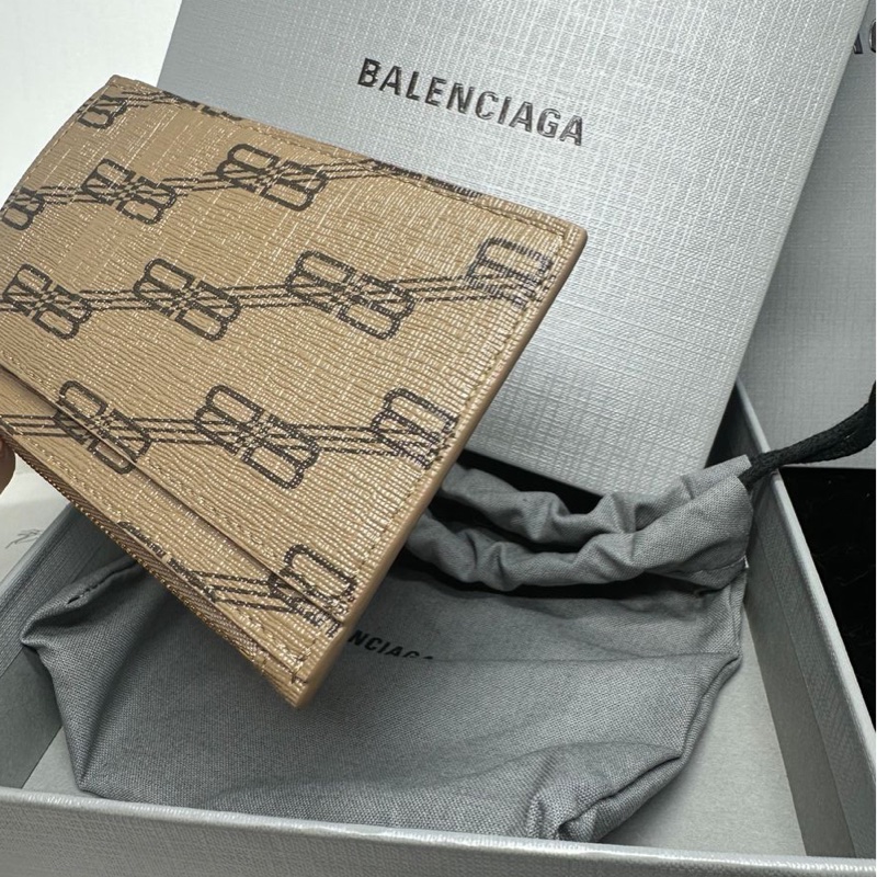 巴黎世家卡夾 短夾 大地色系皮革 全新 Balenciaga brown monogram card holder-11