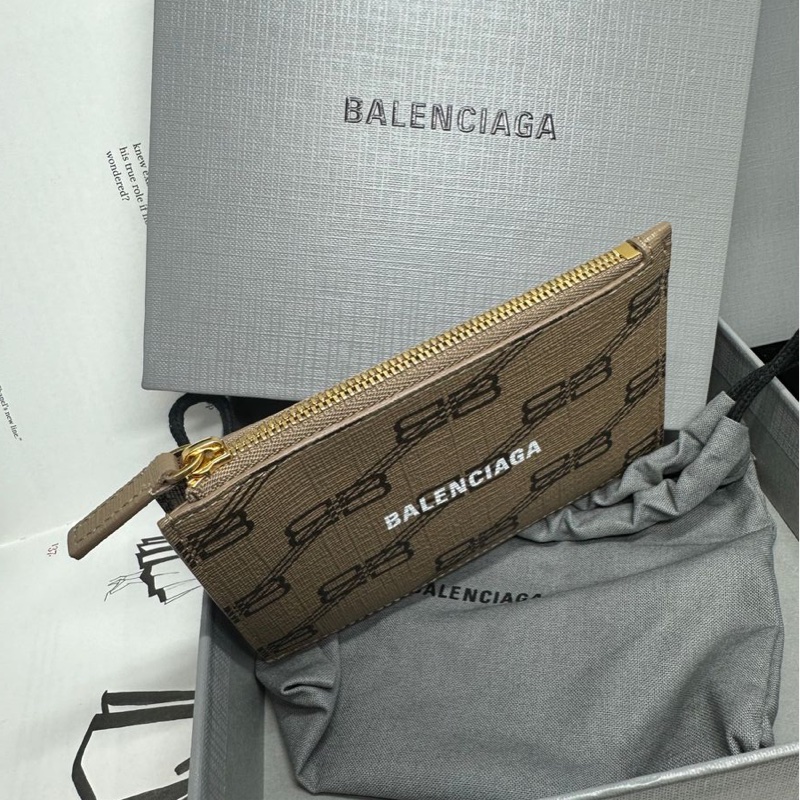 巴黎世家卡夾 短夾 大地色系皮革 全新 Balenciaga brown monogram card holder-12