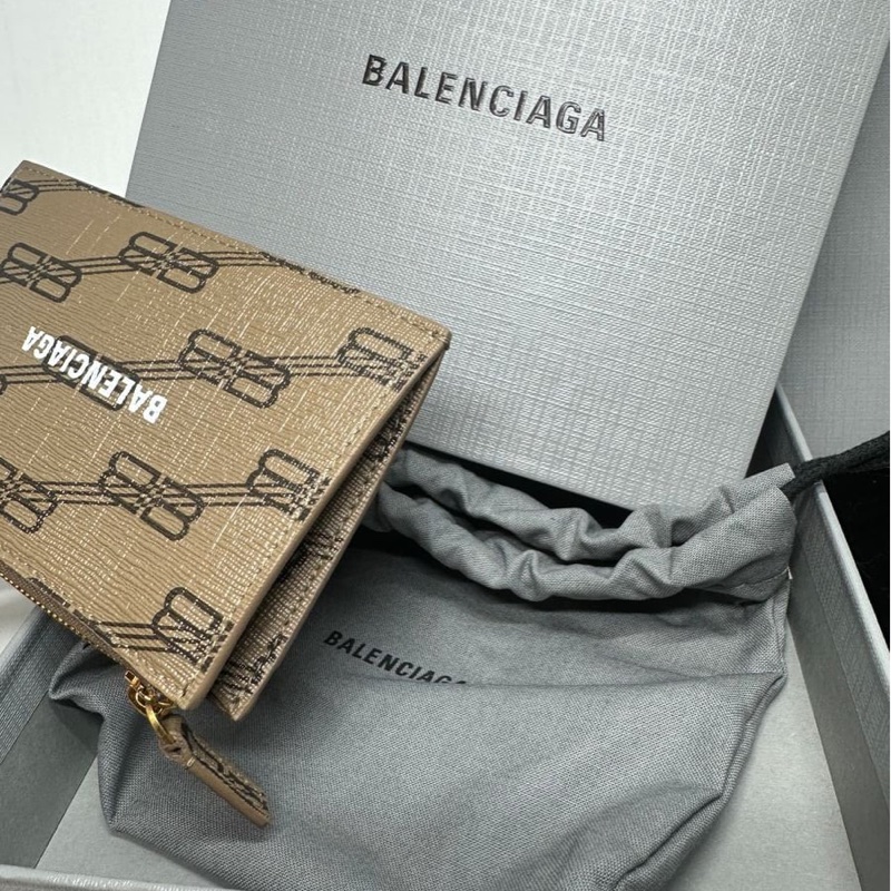 巴黎世家卡夾 短夾 大地色系皮革 全新 Balenciaga brown monogram card holder-14
