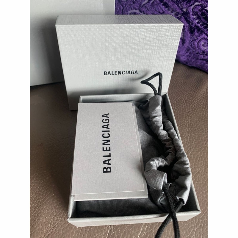 巴黎世家灰色卡夾 短夾 機車包 皮革 閒置 Balenciaga grey leather city card holder-10