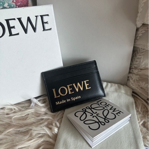 羅爾威卡夾 短夾 黑色 皮革 閒置 Loewe card holder black leather