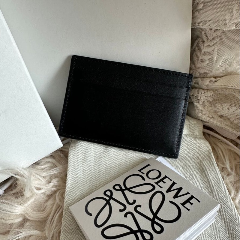 羅爾威卡夾 短夾 黑色 皮革 閒置 Loewe card holder black leather-1