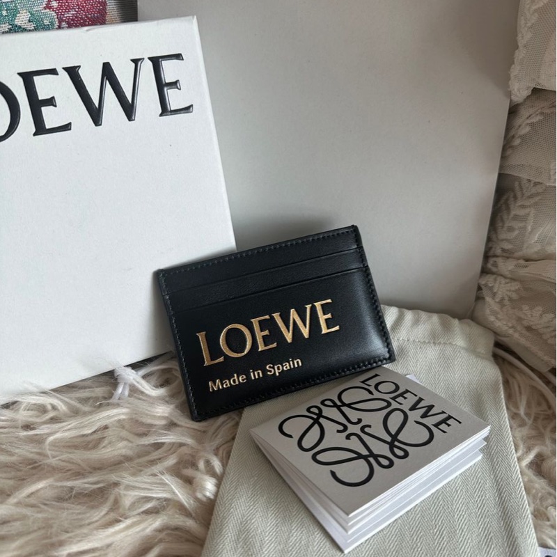 羅爾威卡夾 短夾 黑色 皮革 閒置 Loewe card holder black leather-5