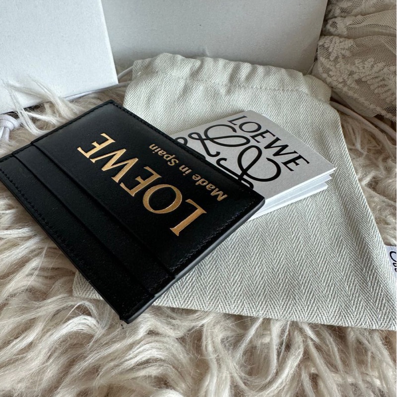 羅爾威卡夾 短夾 黑色 皮革 閒置 Loewe card holder black leather-8