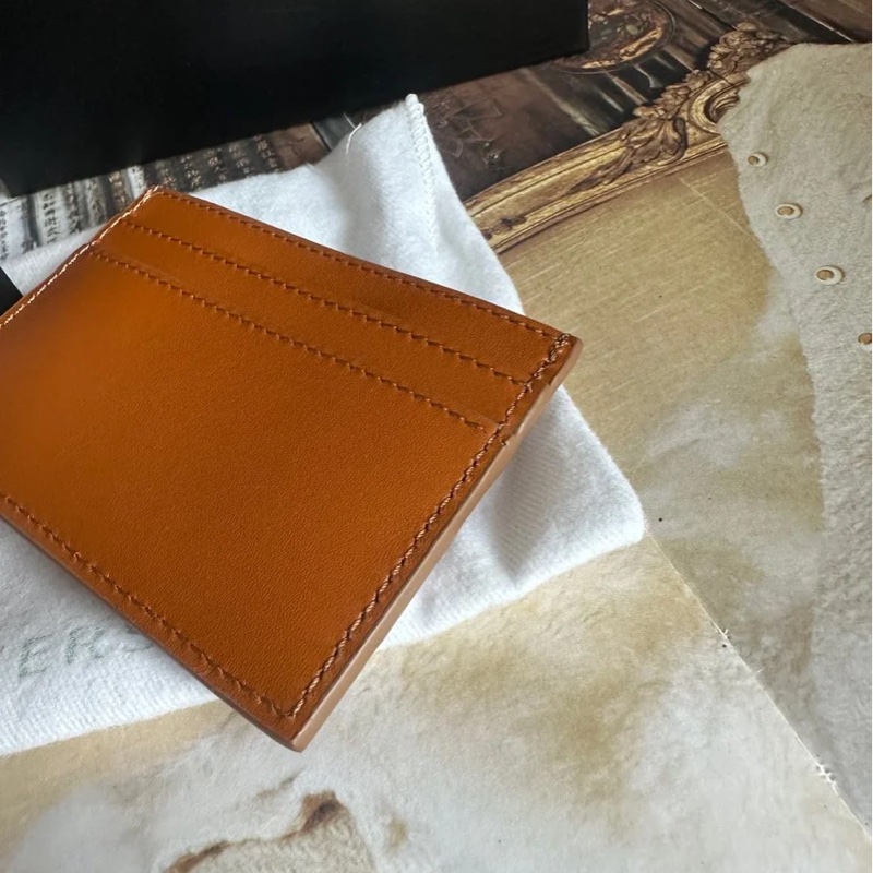 范思哲卡夾 短夾 焦糖色 大地色系 皮革 閒置 Versace gold color card holder-10