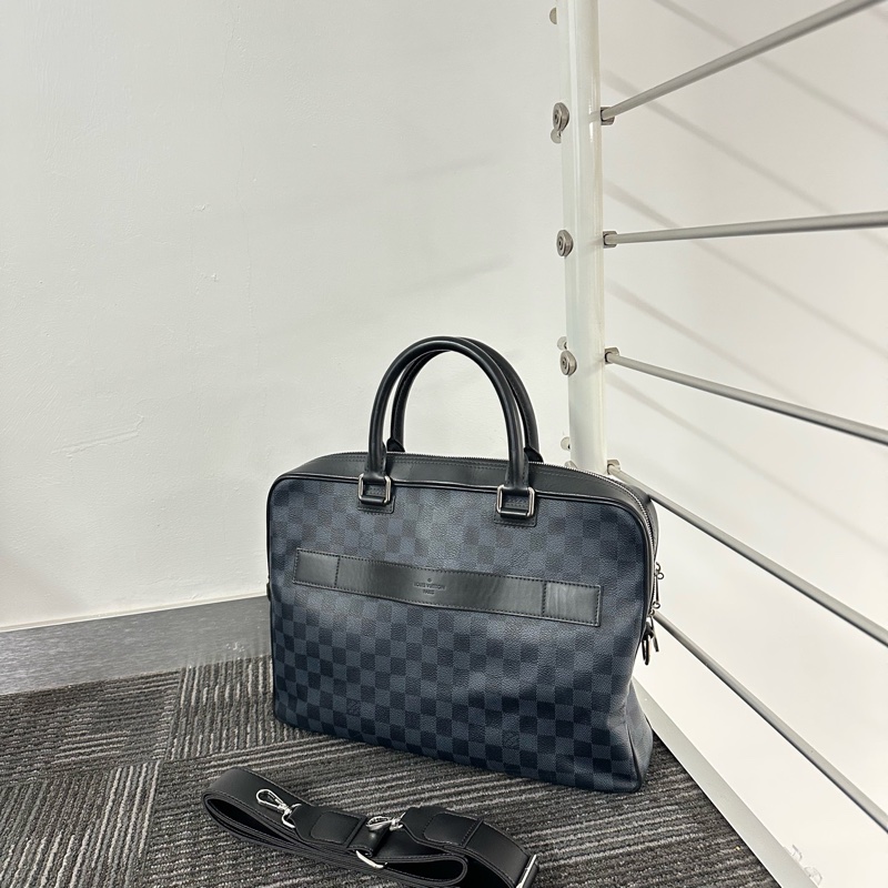 LV porte documents棋盤格公文包 藍黑色棋盤格 95新-1