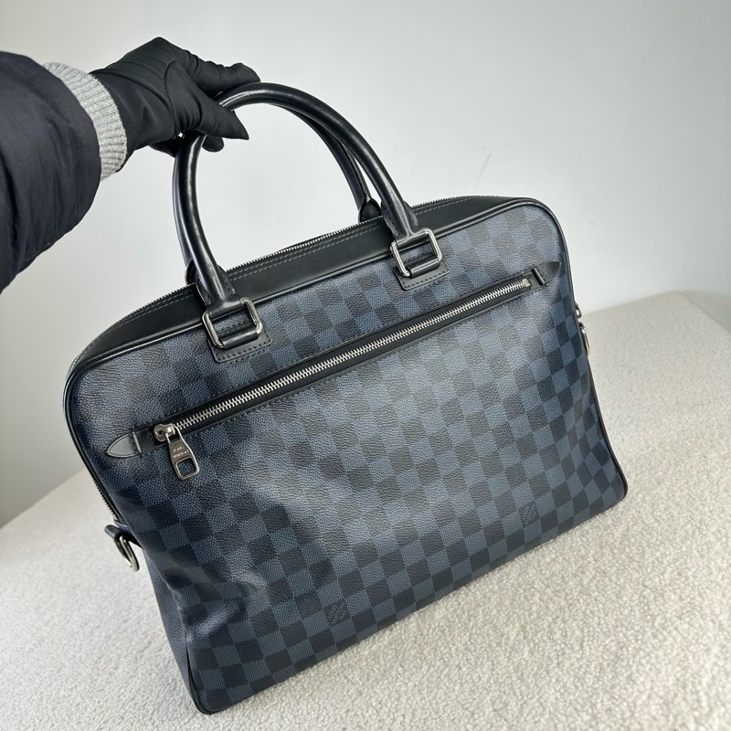 LV porte documents棋盤格公文包 藍黑色棋盤格 95新-3