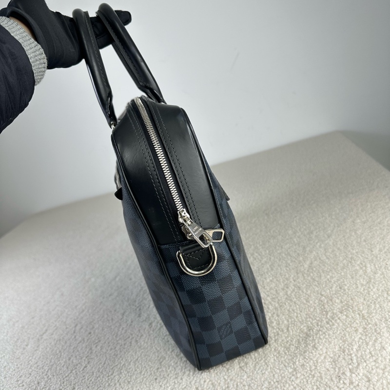 LV porte documents棋盤格公文包 藍黑色棋盤格 95新-4