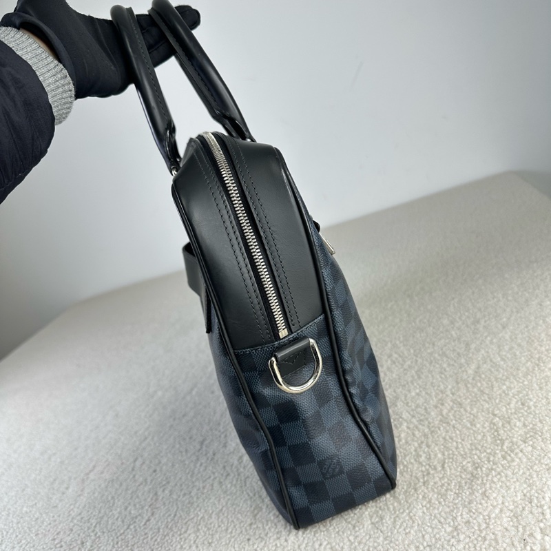 LV porte documents棋盤格公文包 藍黑色棋盤格 95新-5