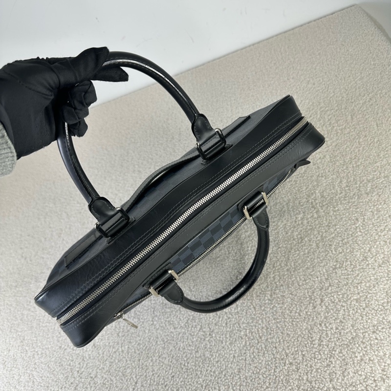 LV porte documents棋盤格公文包 藍黑色棋盤格 95新-6