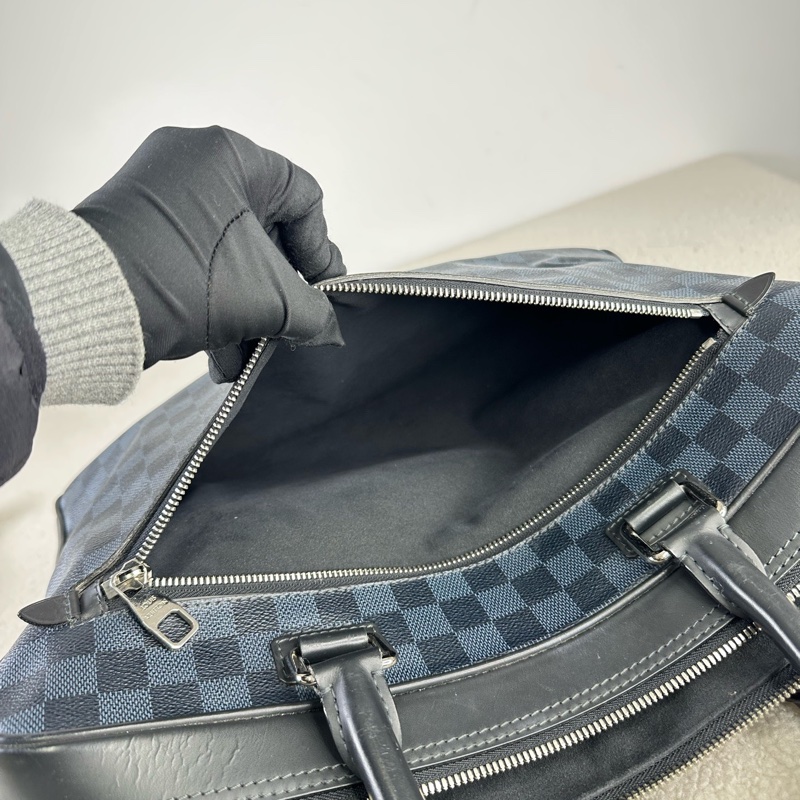 LV porte documents棋盤格公文包 藍黑色棋盤格 95新-11