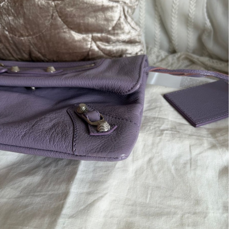 巴黎世家薰衣草色 手包 手提包機車包 皮革 balenciaga lavender purple Lambskin Motocross Giant 12 silver Envelope Clutch Bag 超夢幻顏色-9