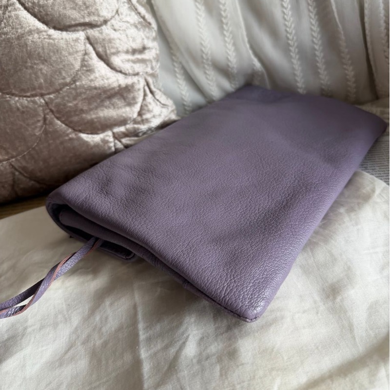 巴黎世家薰衣草色 手包 手提包機車包 皮革 balenciaga lavender purple Lambskin Motocross Giant 12 silver Envelope Clutch Bag 超夢幻顏色-12