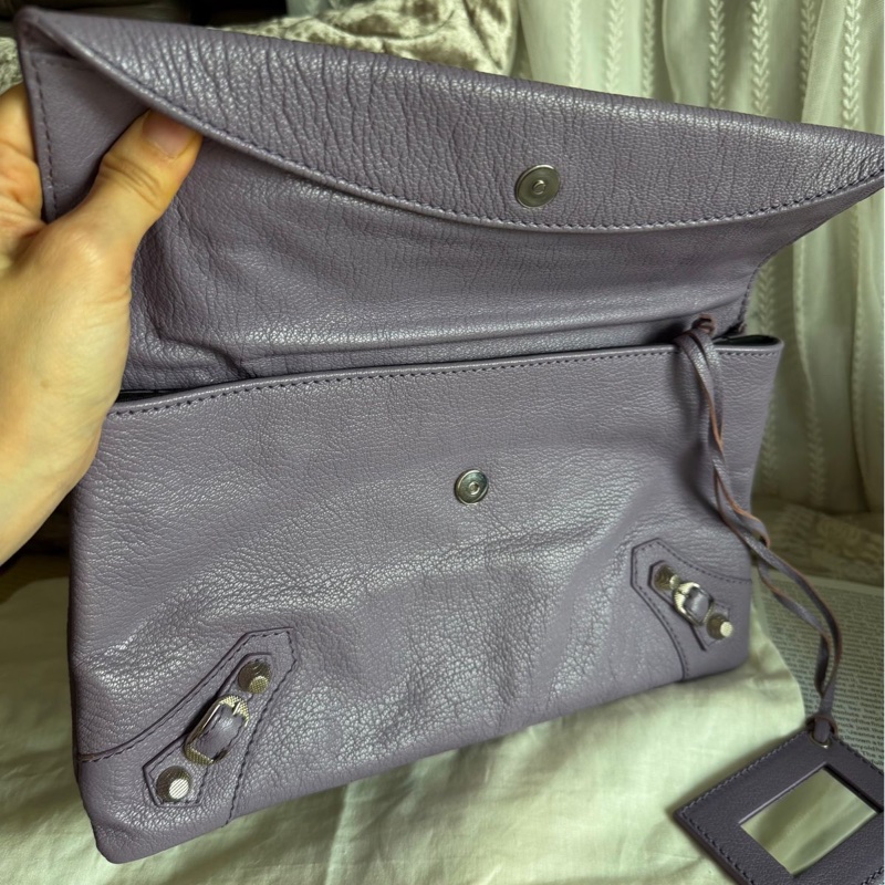 巴黎世家薰衣草色 手包 手提包機車包 皮革 balenciaga lavender purple Lambskin Motocross Giant 12 silver Envelope Clutch Bag 超夢幻顏色-14