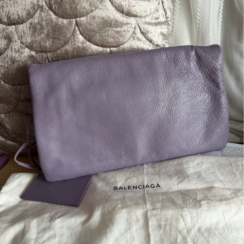 巴黎世家薰衣草色 手包 手提包機車包 皮革 balenciaga lavender purple Lambskin Motocross Giant 12 silver Envelope Clutch Bag 超夢幻顏色-15
