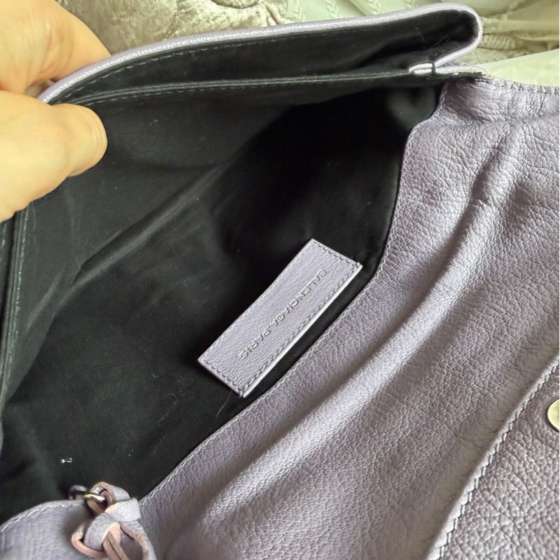 巴黎世家薰衣草色 手包 手提包機車包 皮革 balenciaga lavender purple Lambskin Motocross Giant 12 silver Envelope Clutch Bag 超夢幻顏色-17