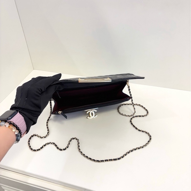 ✨Chanel 黑色漆皮雙C 法棍鏈條包 98新🖤-9