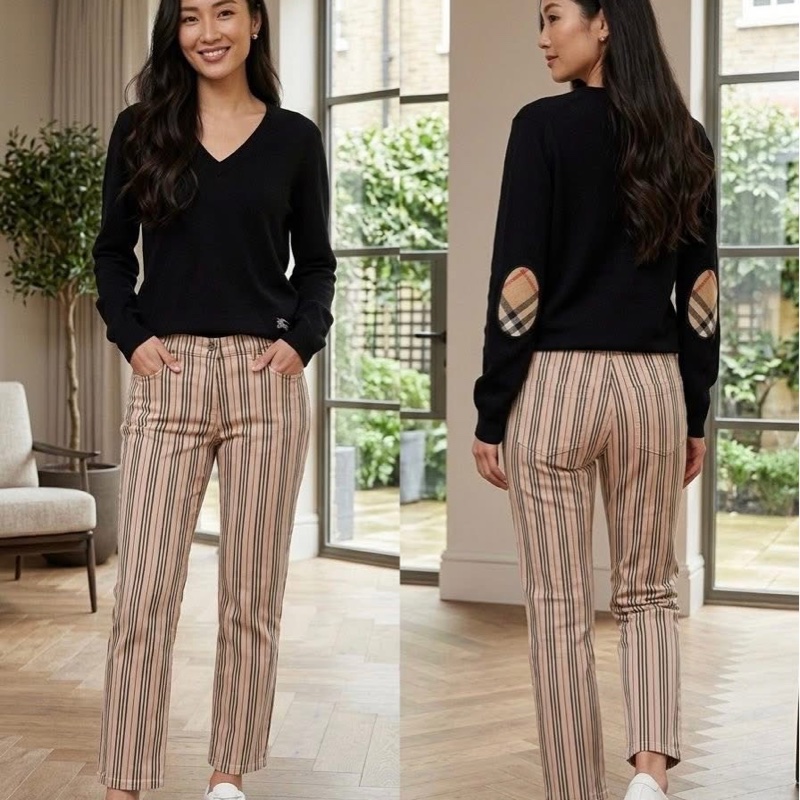 BURBERRY 倫敦 直條經典彈性長褲-1