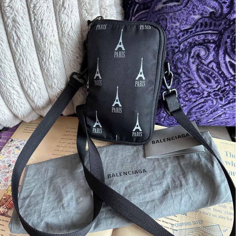 巴黎世家 斜挎包 側背包 黑色尼龍 埃菲爾鐵塔  肩背包 斜挎包 相機包 Balenciaga black nylon Eiffel tower explorer crossbody bag 男裝 女裝 黑色-14