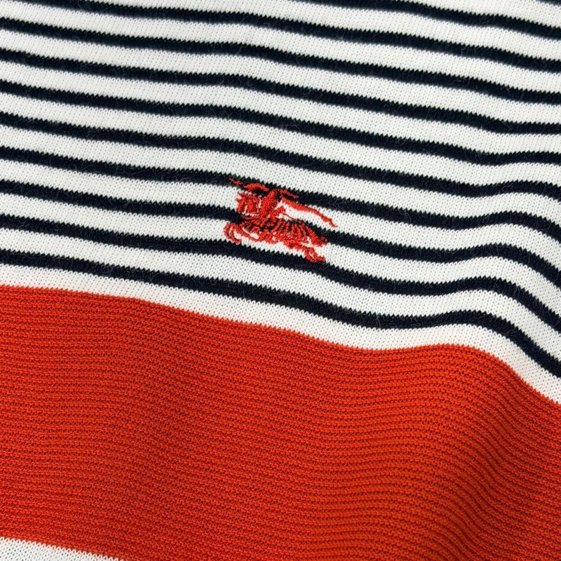 BURBERRY 藍標 肩扣橫條寬鬆型針織戰馬上衣-5