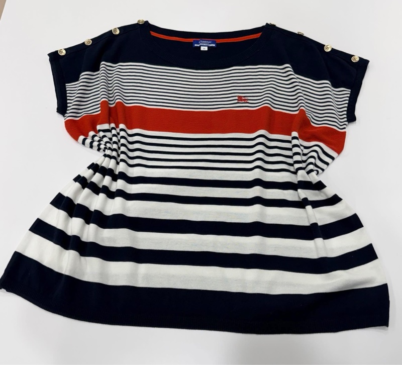 BURBERRY 藍標 肩扣橫條寬鬆型針織戰馬上衣-7