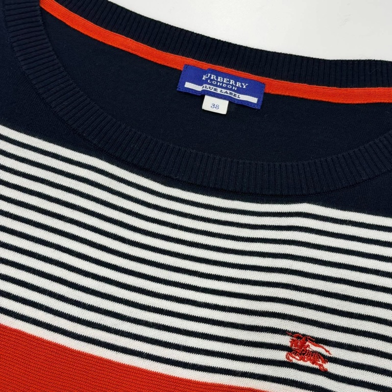 BURBERRY 藍標 肩扣橫條寬鬆型針織戰馬上衣-8