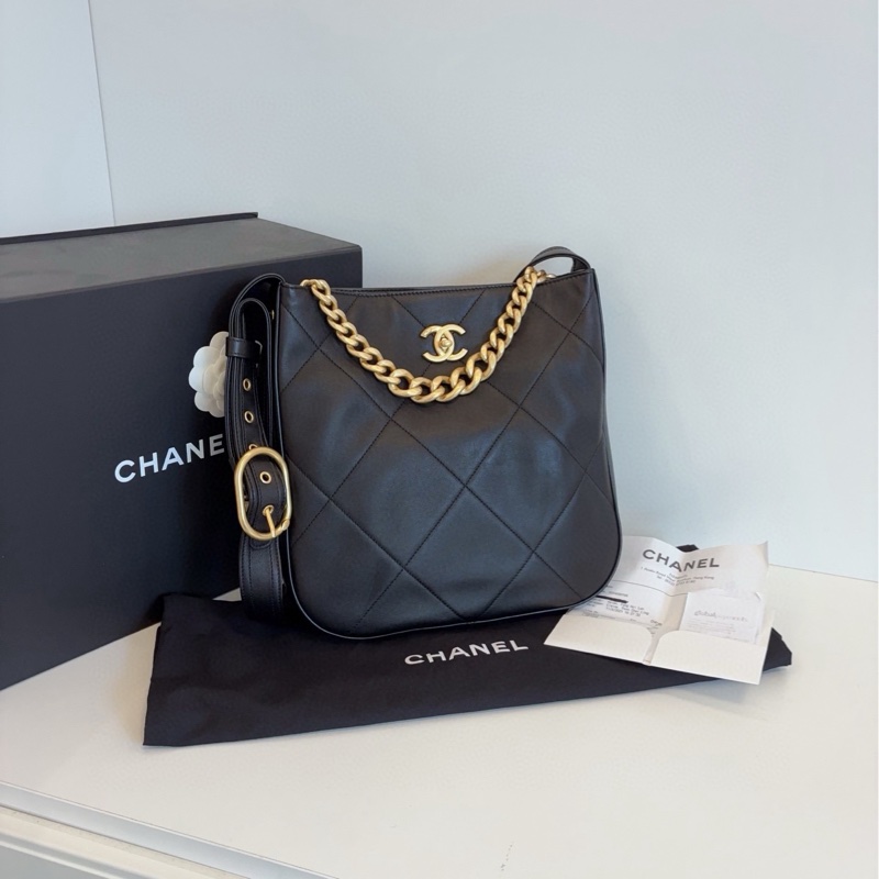 ✨Chanel 21K 黑色嬉皮Hobo 閒置新 芯片款小號🖤-4