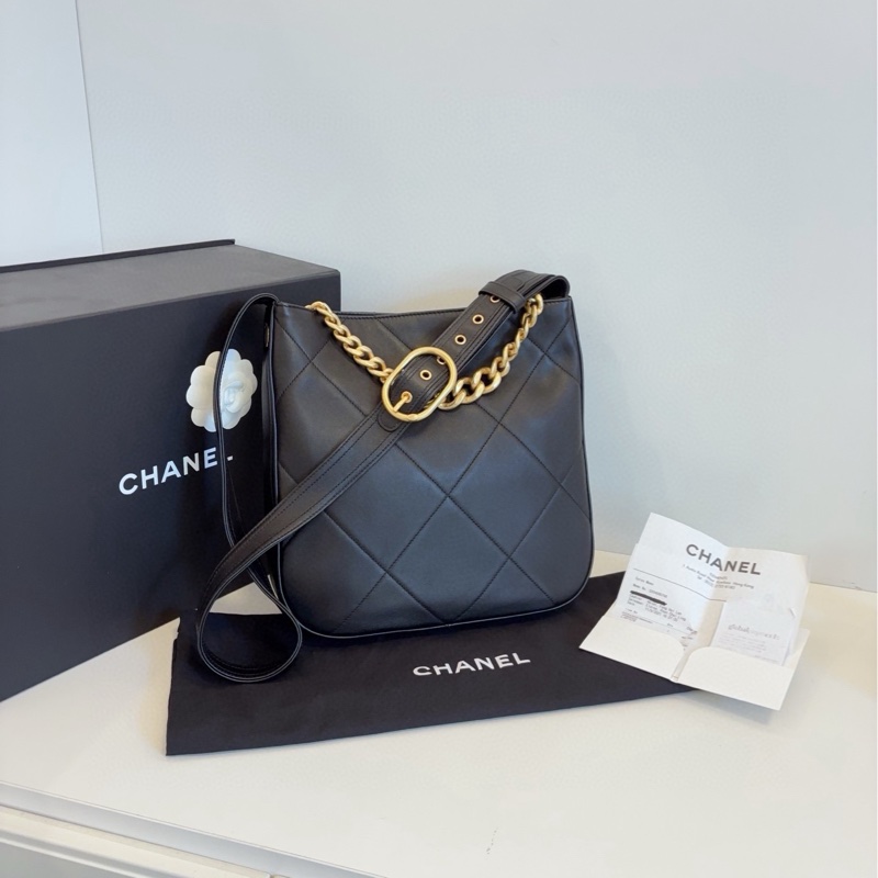 ✨Chanel 21K 黑色嬉皮Hobo 閒置新 芯片款小號🖤-6
