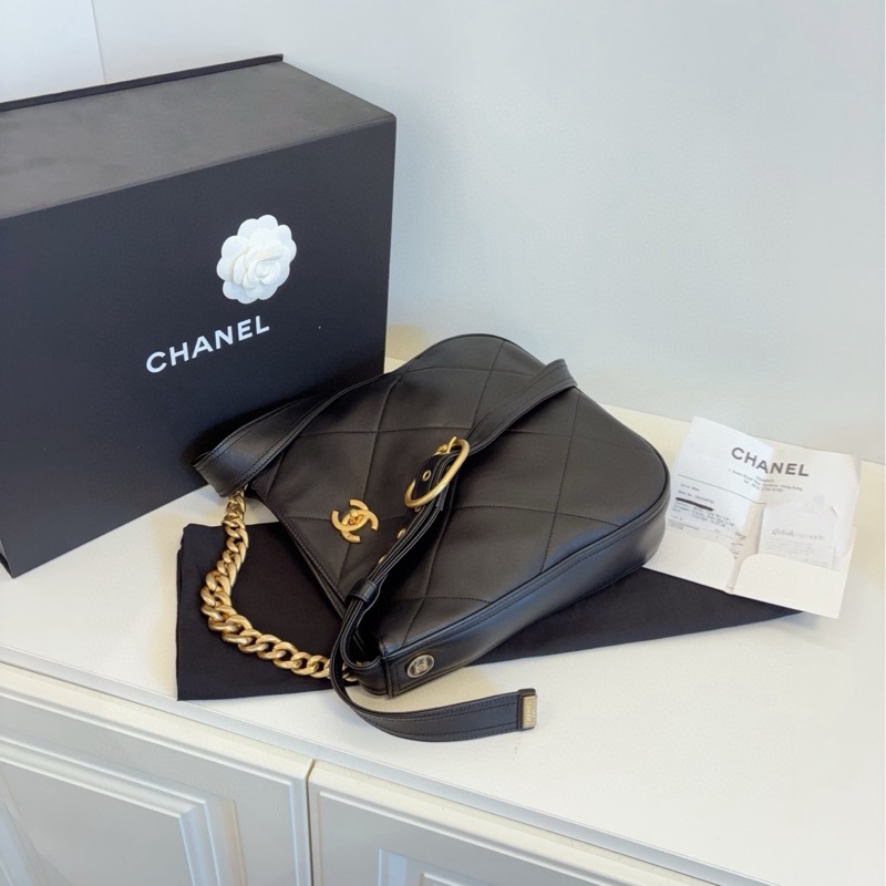 ✨Chanel 21K 黑色嬉皮Hobo 閒置新 芯片款小號🖤-8