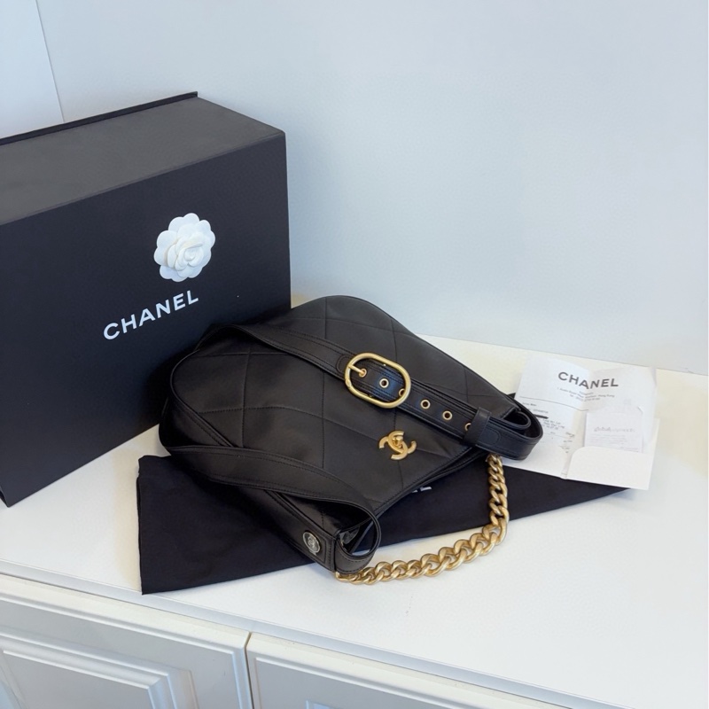 ✨Chanel 21K 黑色嬉皮Hobo 閒置新 芯片款小號🖤-9