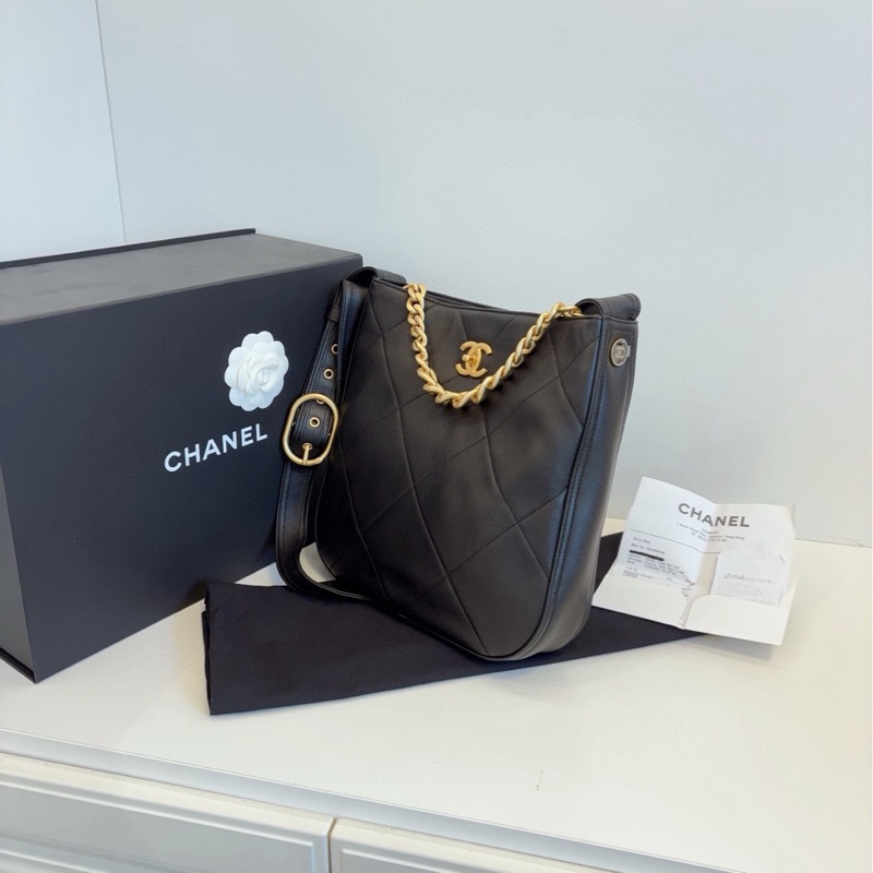 ✨Chanel 21K 黑色嬉皮Hobo 閒置新 芯片款小號🖤-10