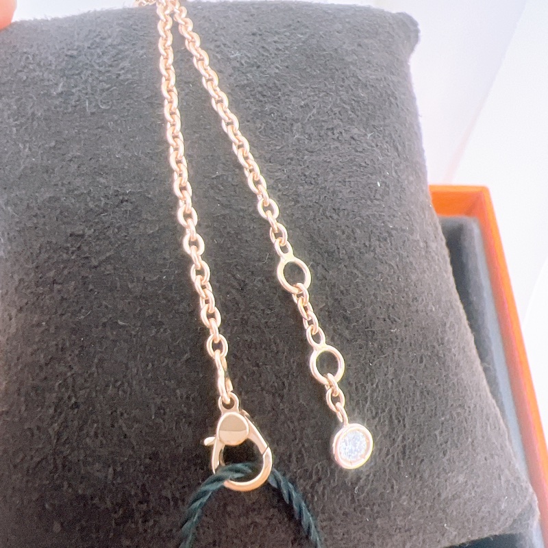 全新 Hermes finesse 小Q 18k玫瑰金帶鑽手鏈 XS-3