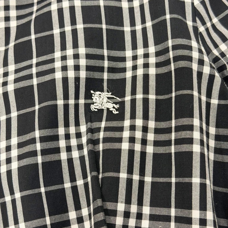 BURBERRY 倫敦 黑白格紋8分袖戰馬襯衫-3