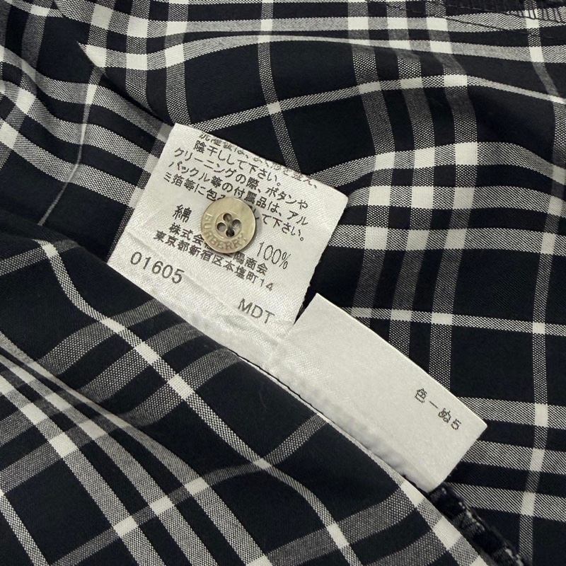 BURBERRY 倫敦 黑白格紋8分袖戰馬襯衫-9