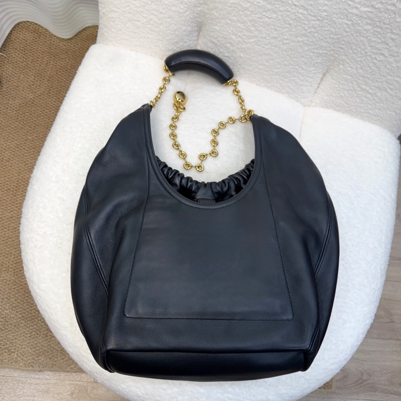 羅伊威垃圾袋LOEWE黑金納帕小羊皮Squeeze甜甜圈鏈條HOBO BAG中A914Q37X01-11