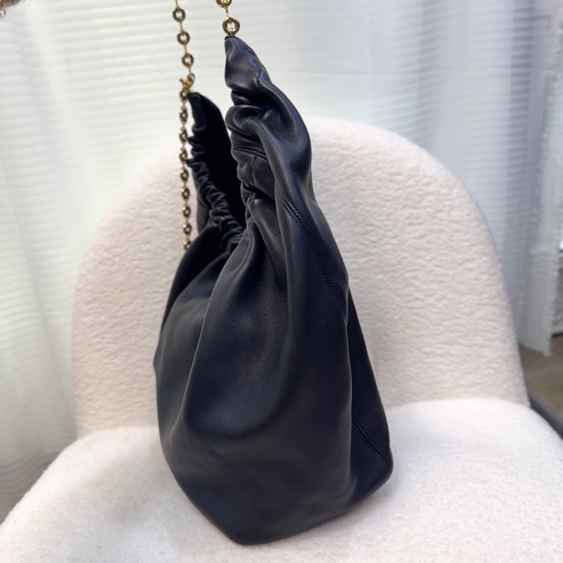 羅伊威垃圾袋LOEWE黑金納帕小羊皮Squeeze甜甜圈鏈條HOBO BAG中A914Q37X01-14