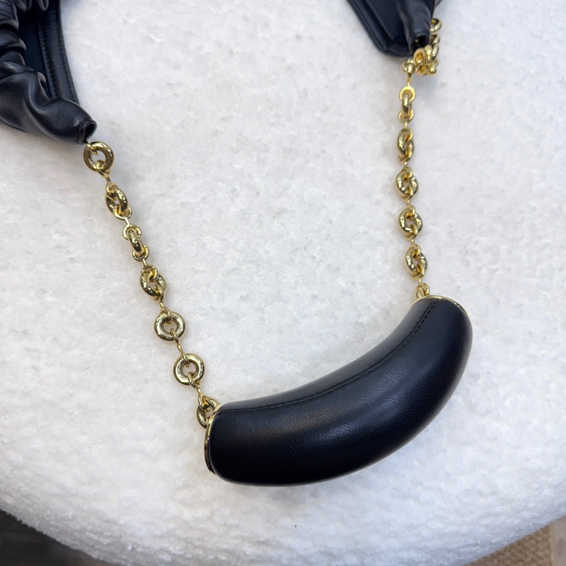 羅伊威垃圾袋LOEWE黑金納帕小羊皮Squeeze甜甜圈鏈條HOBO BAG中A914Q37X01-23