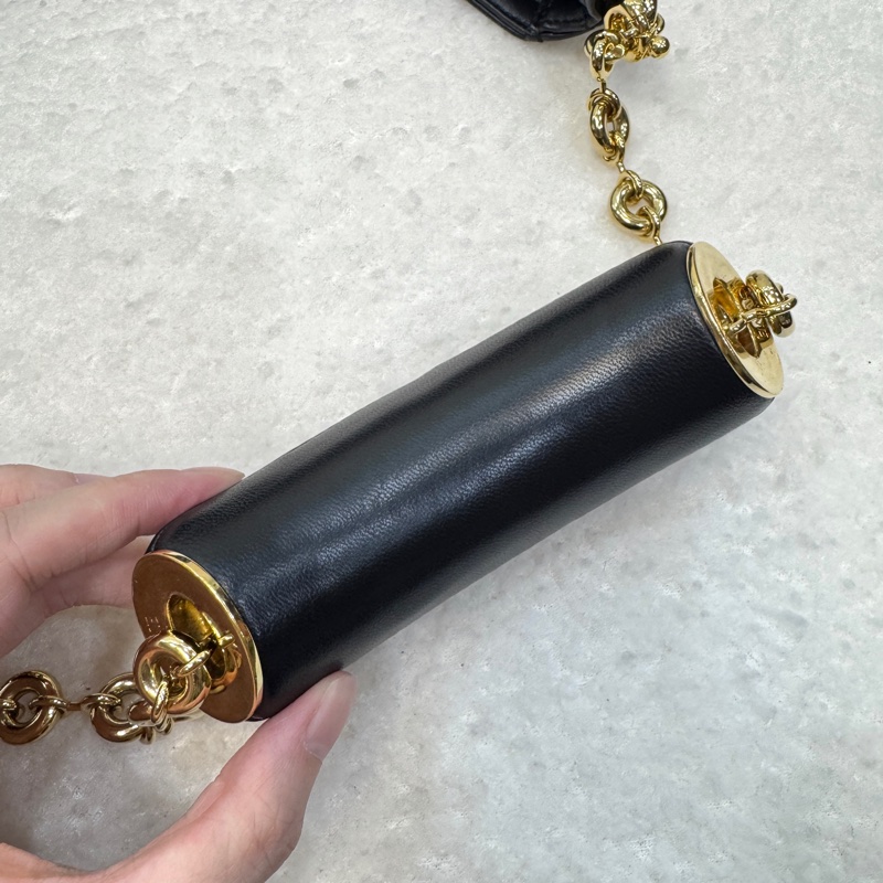 羅伊威垃圾袋LOEWE黑金納帕小羊皮Squeeze甜甜圈鏈條HOBO BAG中A914Q37X01-24