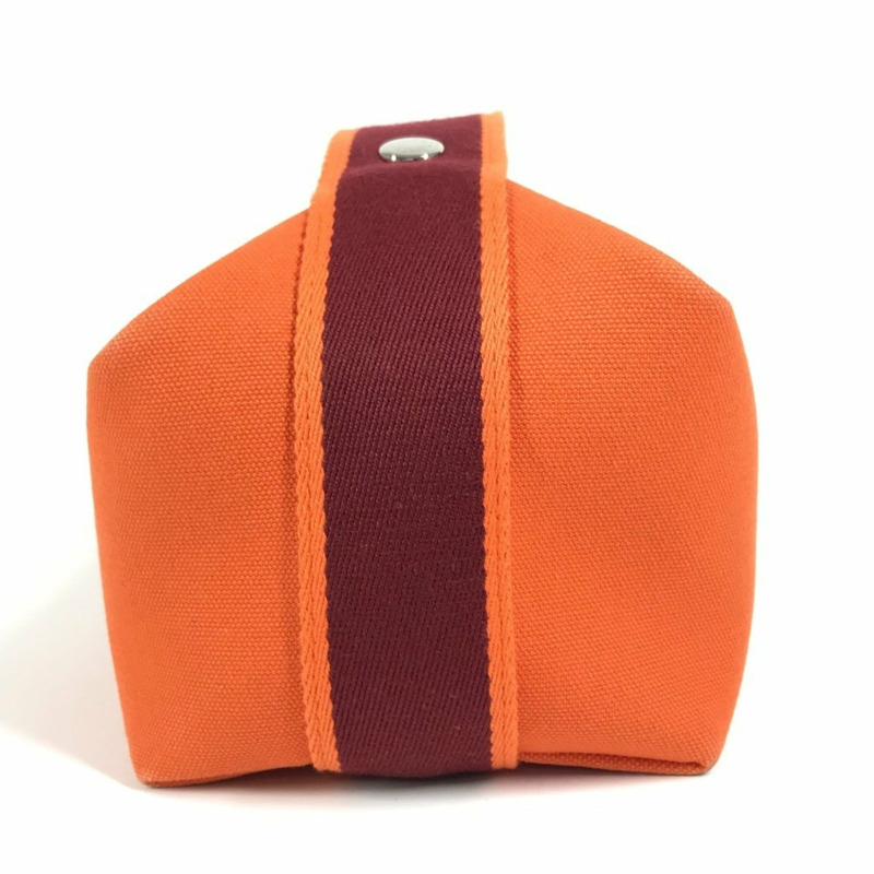 愛馬仕 Brides à Brac PM 化妝包手袋帆布女款橘色-2