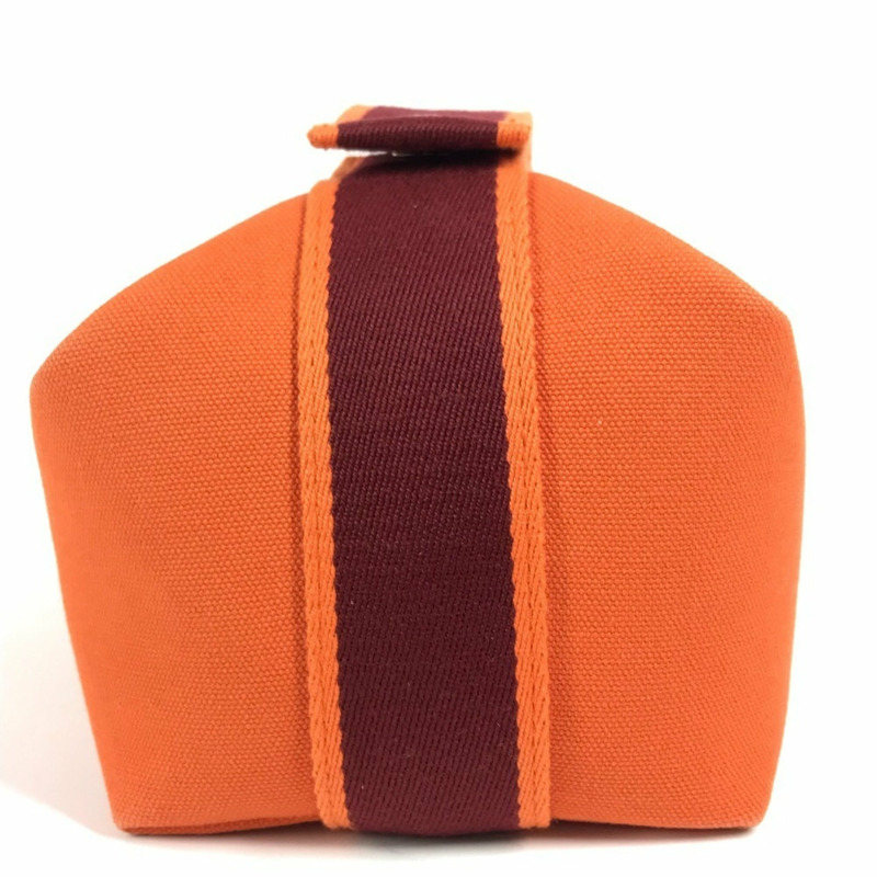 愛馬仕 Brides à Brac PM 化妝包手袋帆布女款橘色-3