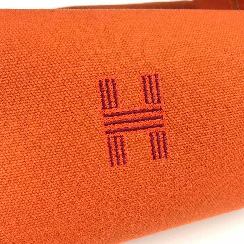 愛馬仕 Brides à Brac PM 化妝包手袋帆布女款橘色-10